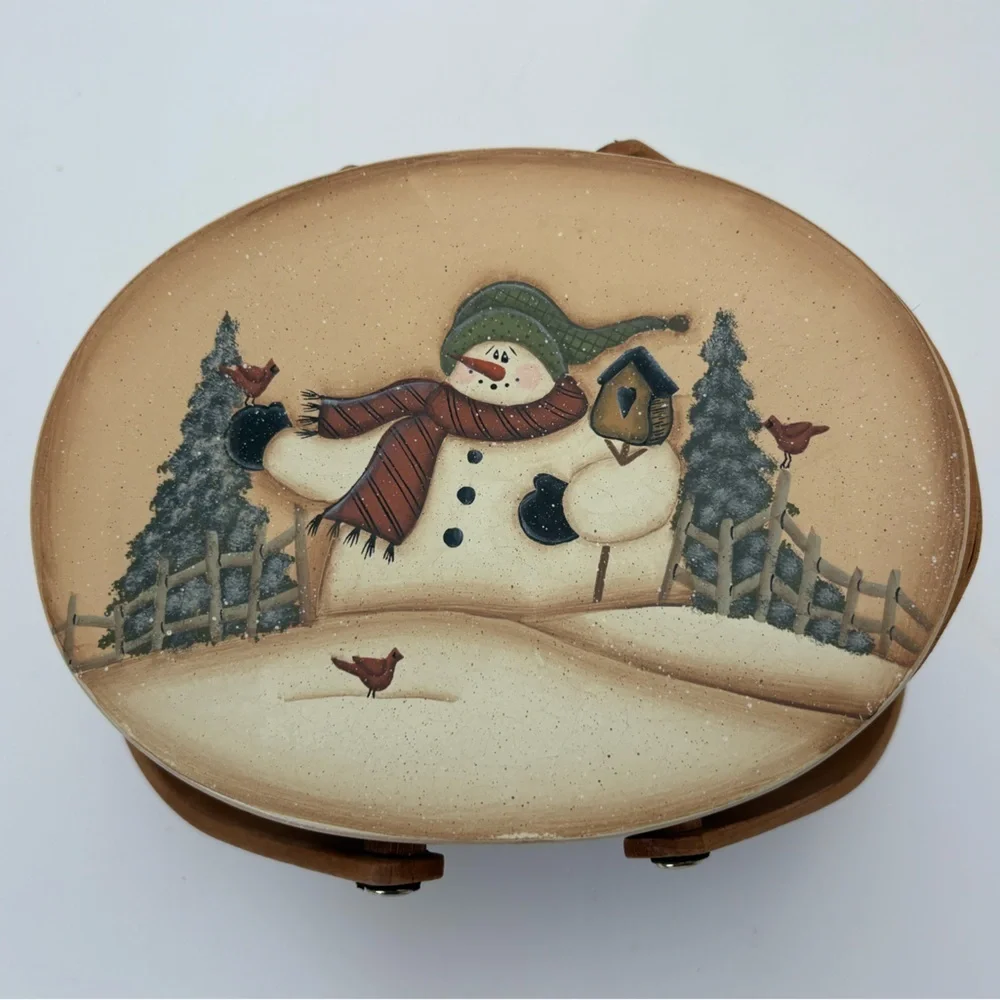 Vintage Snowman Decorative Woven Basket